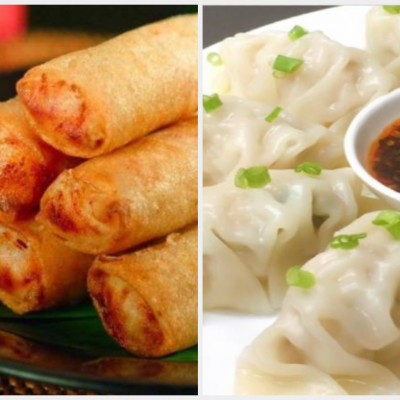 Chả giò + hoành thánh hấp
