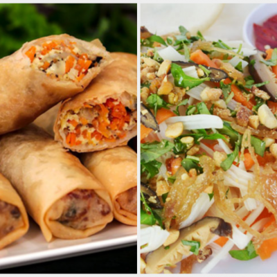 Khai vị 2 món: Chả giò chay + gỏi chay