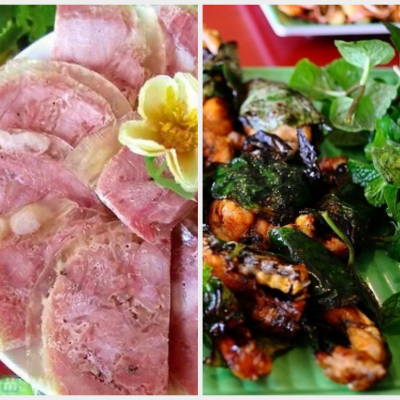 Khai vị 2 món: Giò me + Nai nướng lá lốt